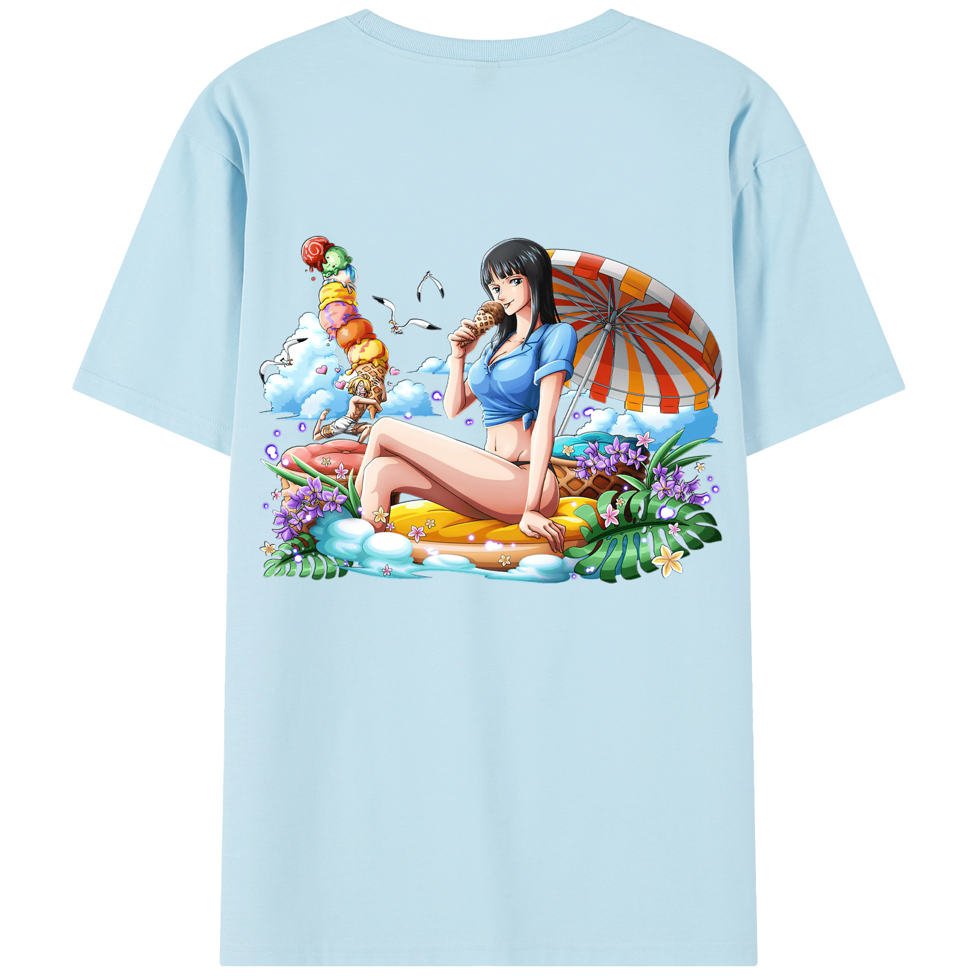 （画像用） ワンピース ニコ・ロビン ONE PIECE Nico Robin 綿100％半袖Tシャツ（背面プリント）